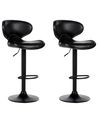 Set of 2 Bar Chairs CONWAY Swivel Faux Leather Black