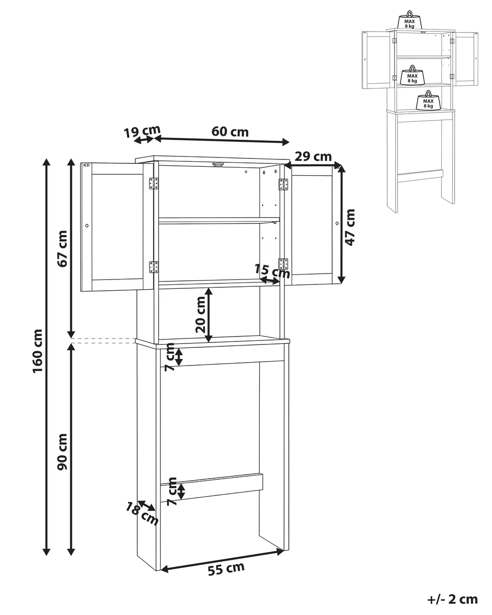 Bathroom Cabinet ATJONI 60 cm Grey_1109706