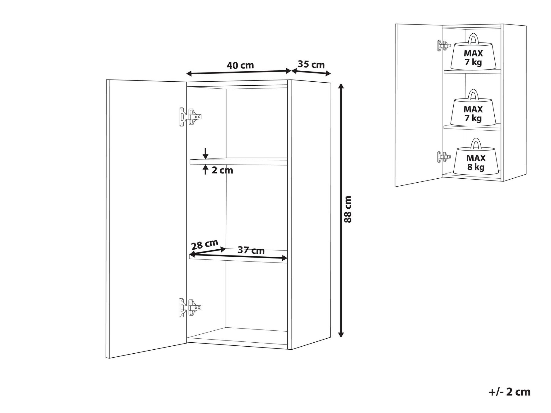 Bathroom Wall Mounted Cabinet BILBAO 40 cm Black_774289