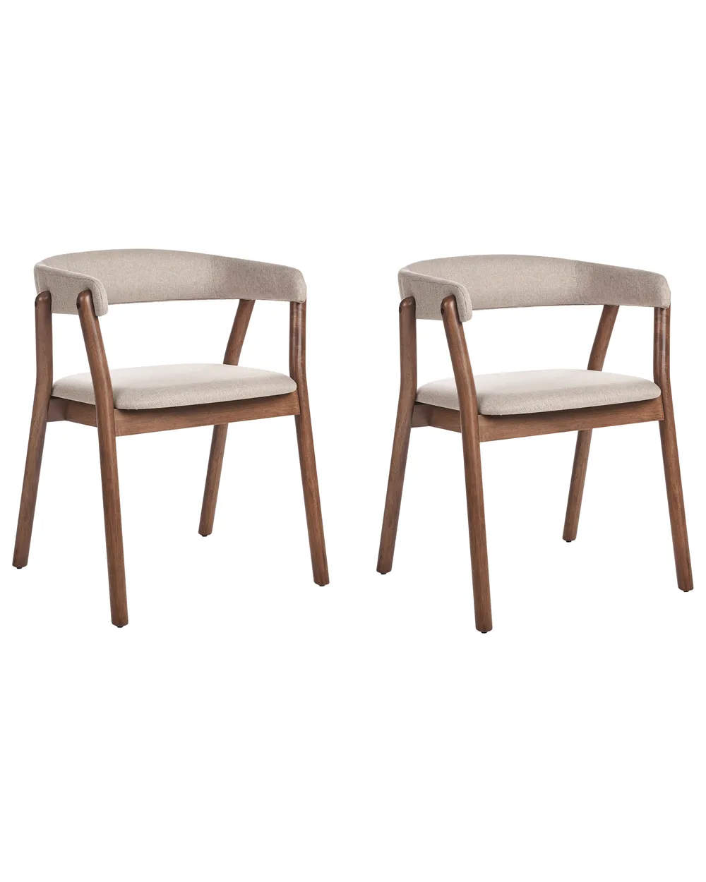 Set of 2 Dining Chairs MYLO Fabric Dark Brown/ Beige