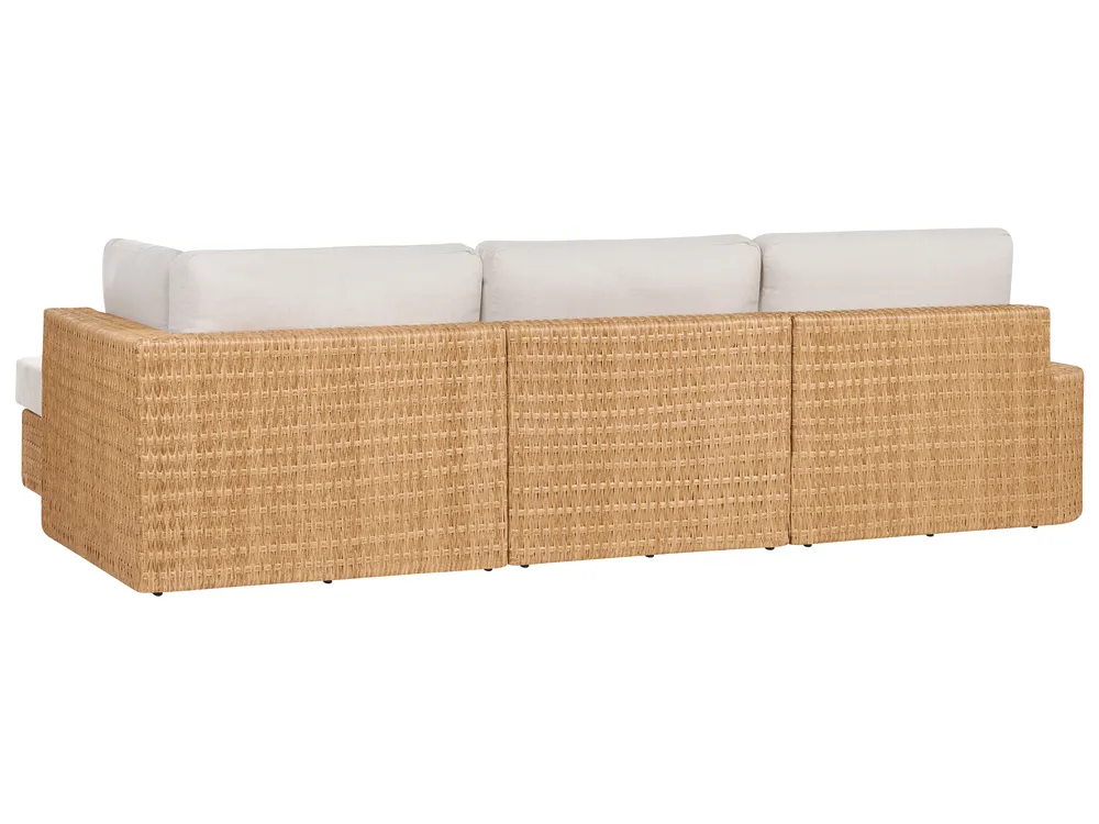 Garden Corner Sofa with Table 4 Seater OLIVERI PE Rattan Beige Left Hand_1073688