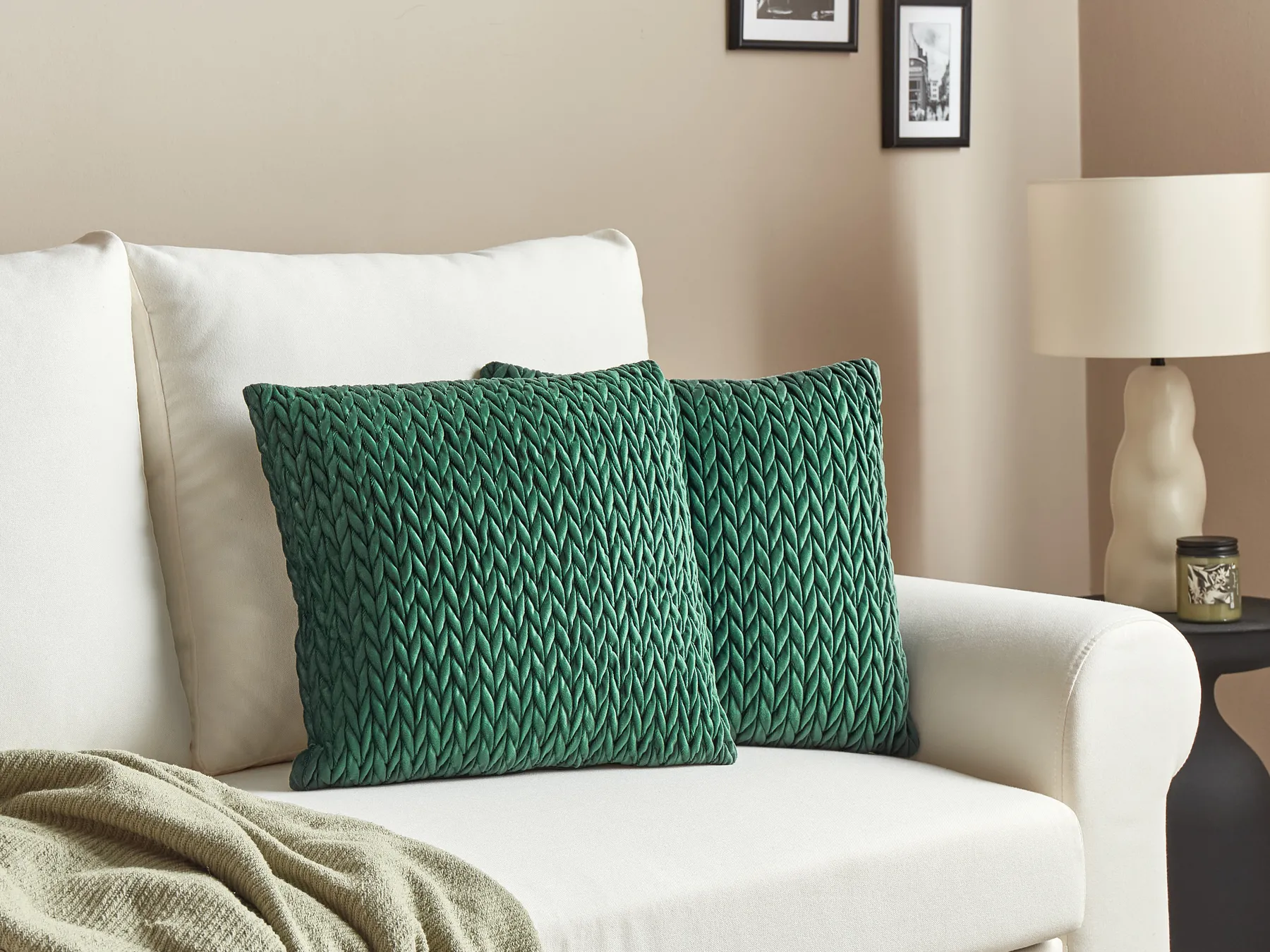 Set of 2 Decorative Cushions ECLIPTA 45 x 45 cm Green Solid_902975