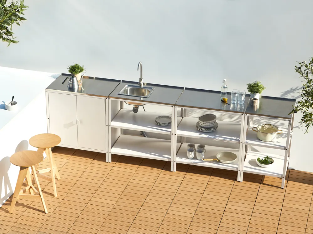 4 Piece Outdoor Kitchen Set with Sink VILAMA White Metal