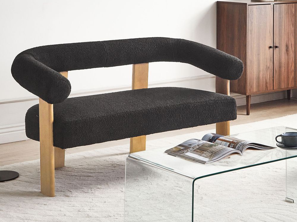 Sofa 2 Seater ILBRO Boucle Black/ Light Brown