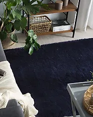 Matta med lång lugg EVREN Mörkblå 200 x 200 cm_1182928