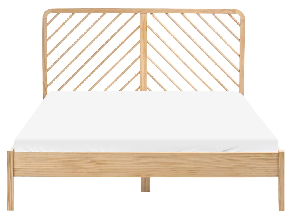 Bed Pine Wood SEPHOS 160 x 200 cm (EU King Size) Light Brown_1079469