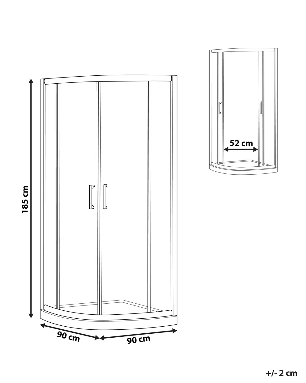 Suihkunurkka JUKATAN 90 x 90 x 185 cm Musta_944702