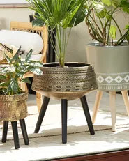 Elevated Plant Pot VARDIANI 50 cm Gold_808815