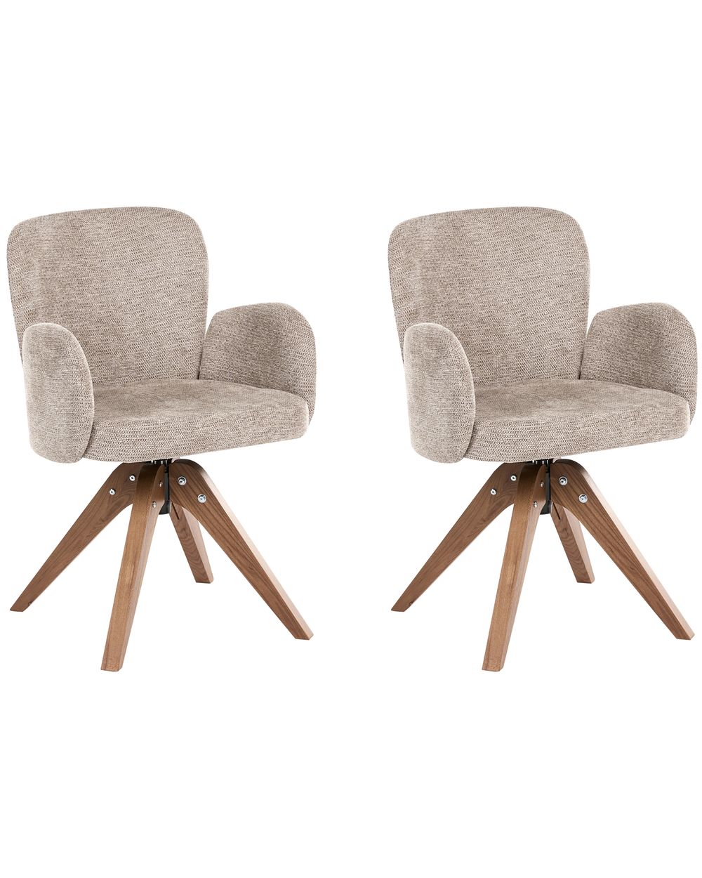 Set of 2 Dining Chairs Swivel JEAN Fabric Taupe