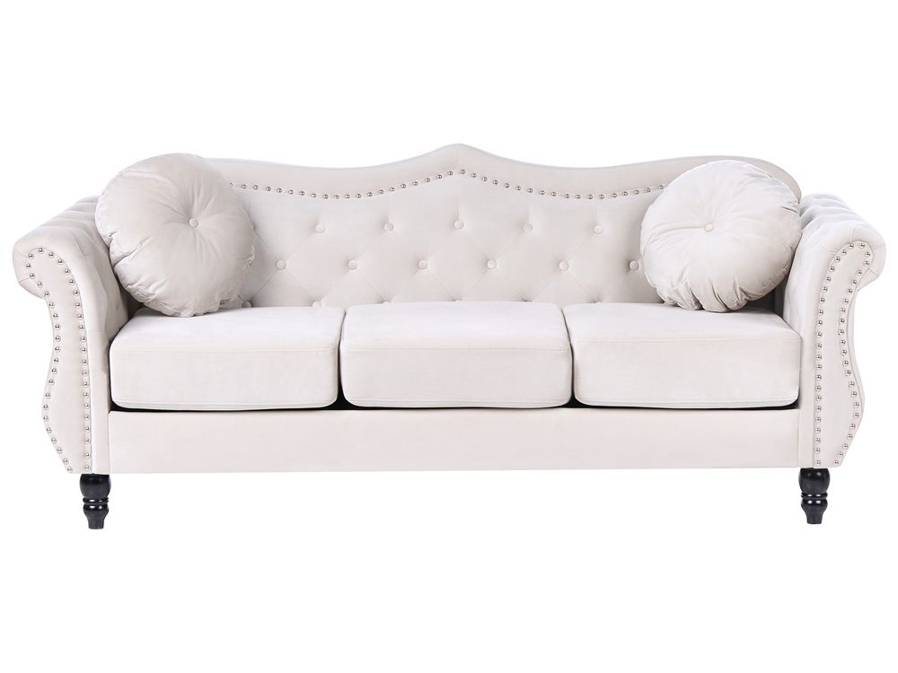 Sofa 3 Seater SKIEN Velvet Light Beige