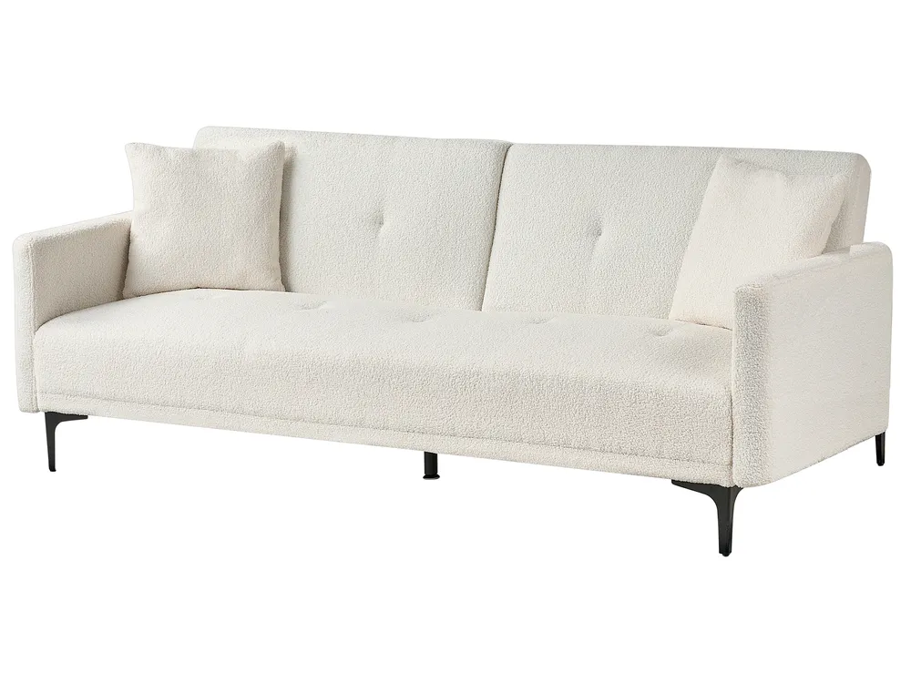 Sofa Bed 3 Seater LUCAN Boucle Off-White_914805