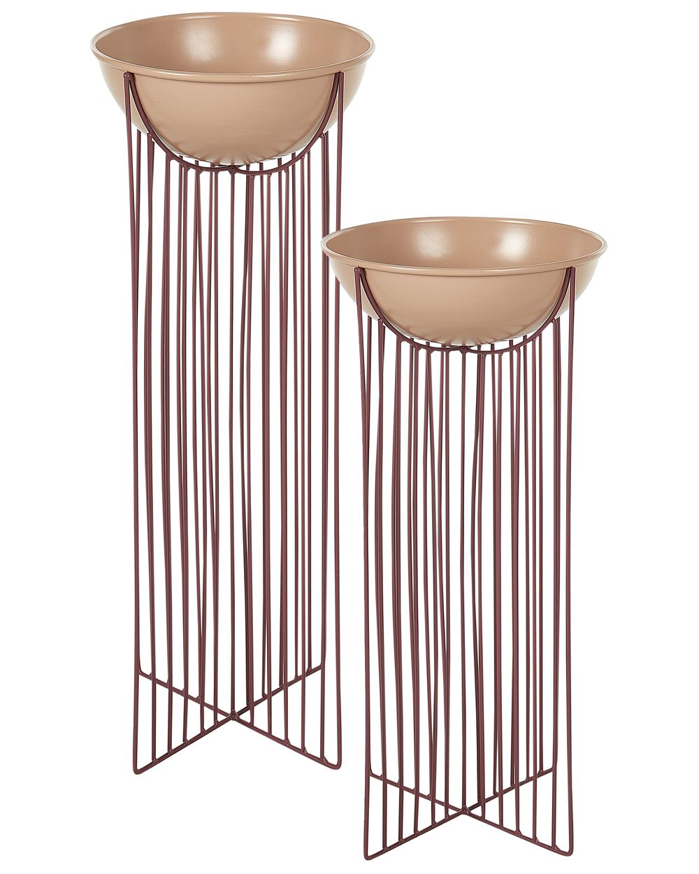 Sett med 2 opphøyde plantepotter FICARIA 22 cm Metall Rosa