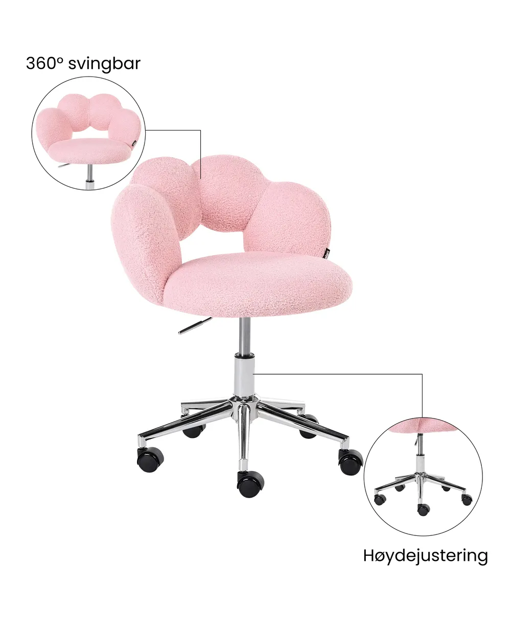 Kontorstol WHIZZY Bouclé Rosa_1065427
