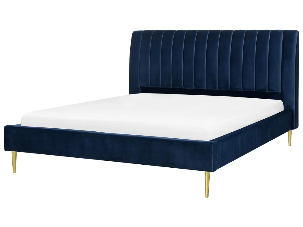 Bed Velvet MARVILLE 180 x 200 cm (EU Super King) Navy Blue