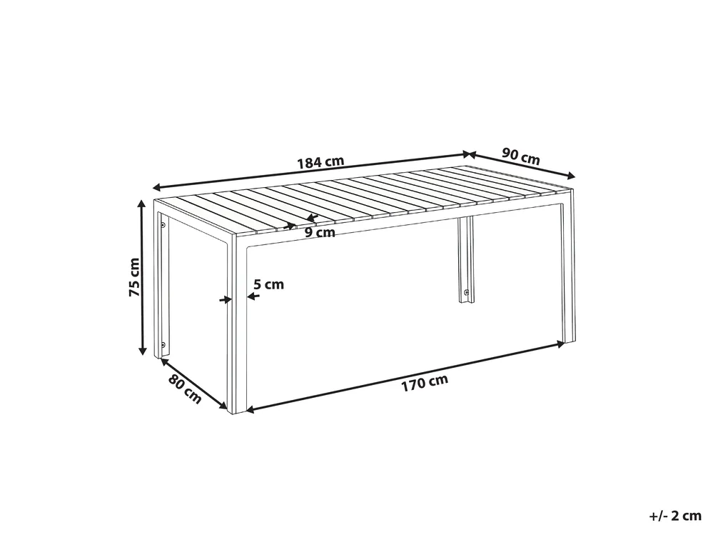 Trädgårdsmatbord för 8 personer COMO 184 cm 90 cm Beige_1047255