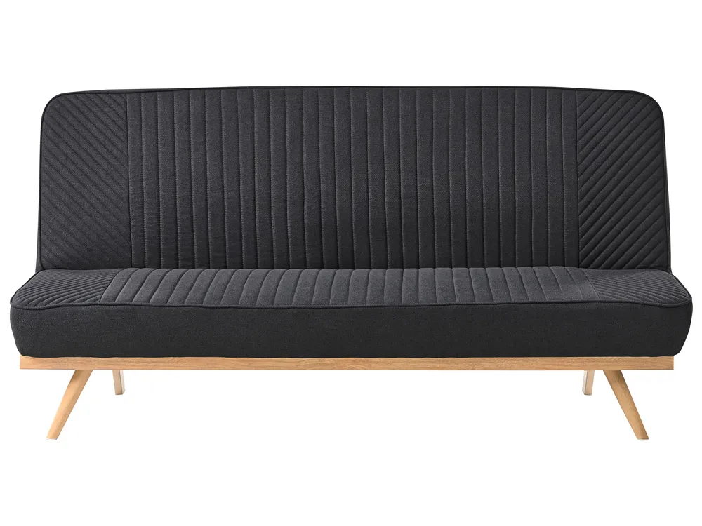 Sofa Bed 2 Seater KALFAFEL Fabric Black