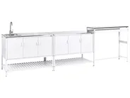 3 Piece Outdoor Kitchen Set with Sink MAENZA White Metal_1059697