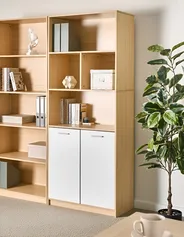 2 Door Bookcase ZEHNA Light Brown/ White_1033358