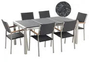 Garden Dining Set 6 Seater GROSSETO Triple Plate Basalt Flamed Black_465302