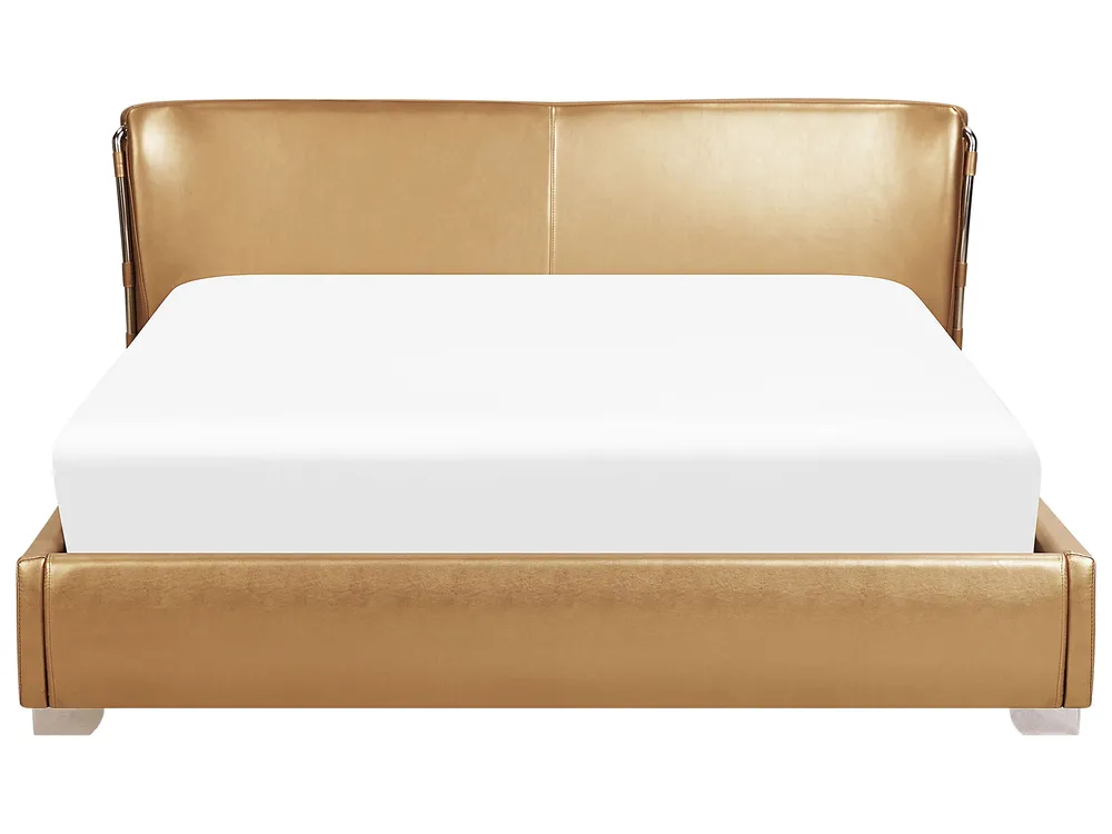 Säng med lamellram Läder PARIS 180 x 200 cm Guld_282312