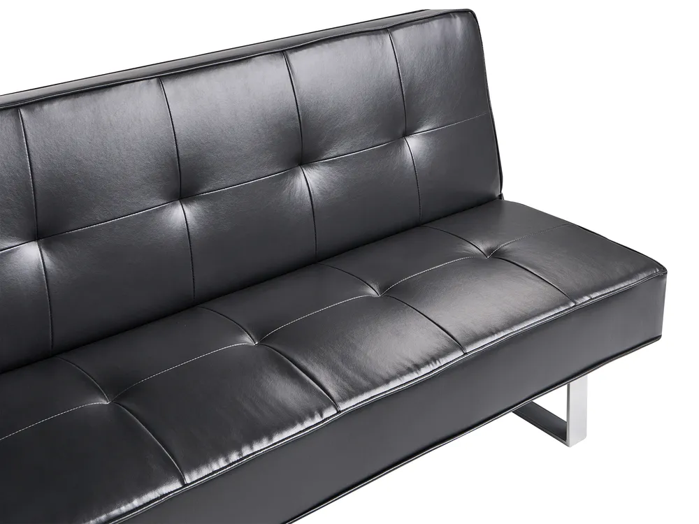 Sofa Bed 3 Seater DERBY Faux Leather Black_700273