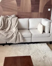 Modular Corner Sofa 5 Seater UNSTAD with Ottoman Fabric Light Beige Right Hand_975199