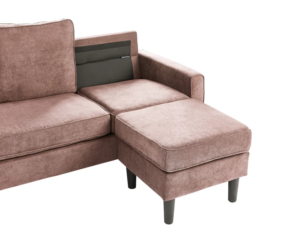 Sofa 3 Seater AVESTA with Ottoman Fabric Brown_1082559