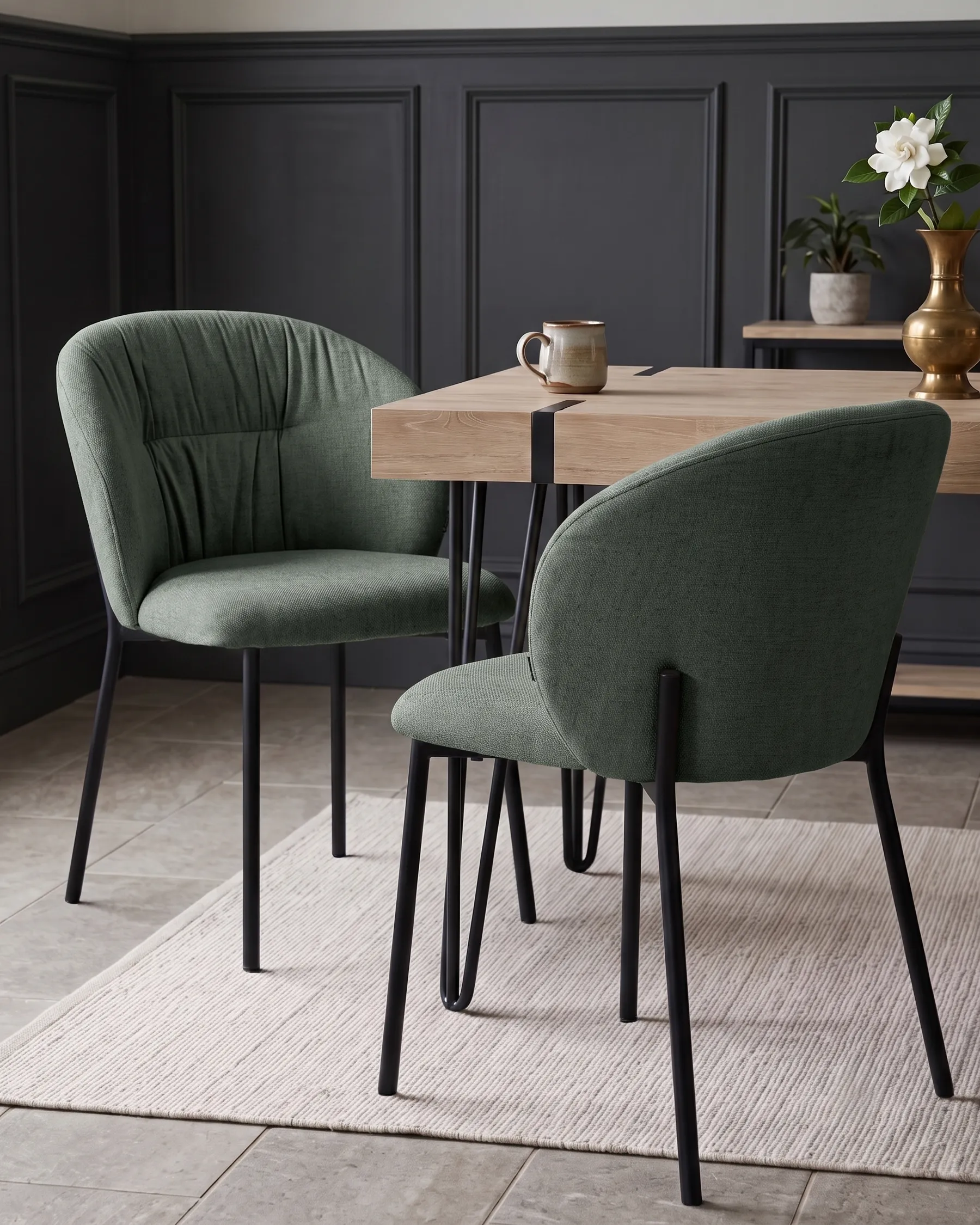 Set of 2 Dining Chairs MESA Fabric Green_1107825