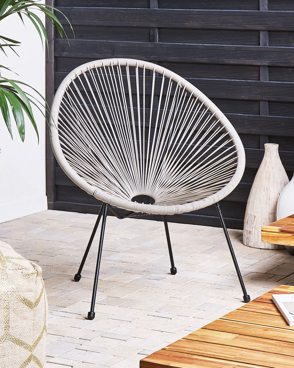 Garden Chair ACAPULCO II PE Rattan Light Grey
