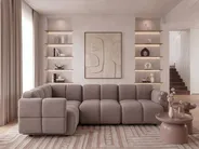 Modular Corner Sofa 4 Seater MAKSABERG Fabric Taupe Right Hand_1136370