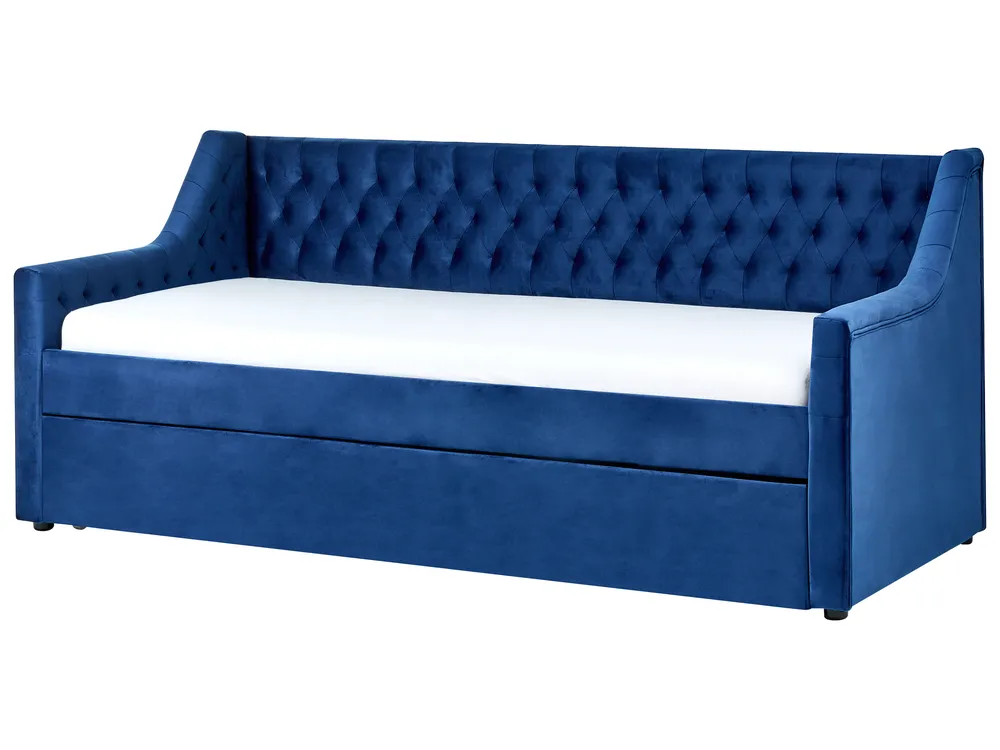Trundle Bed Velvet MONTARGIS 90 x 200 cm (EU Single) Navy Blue_827006