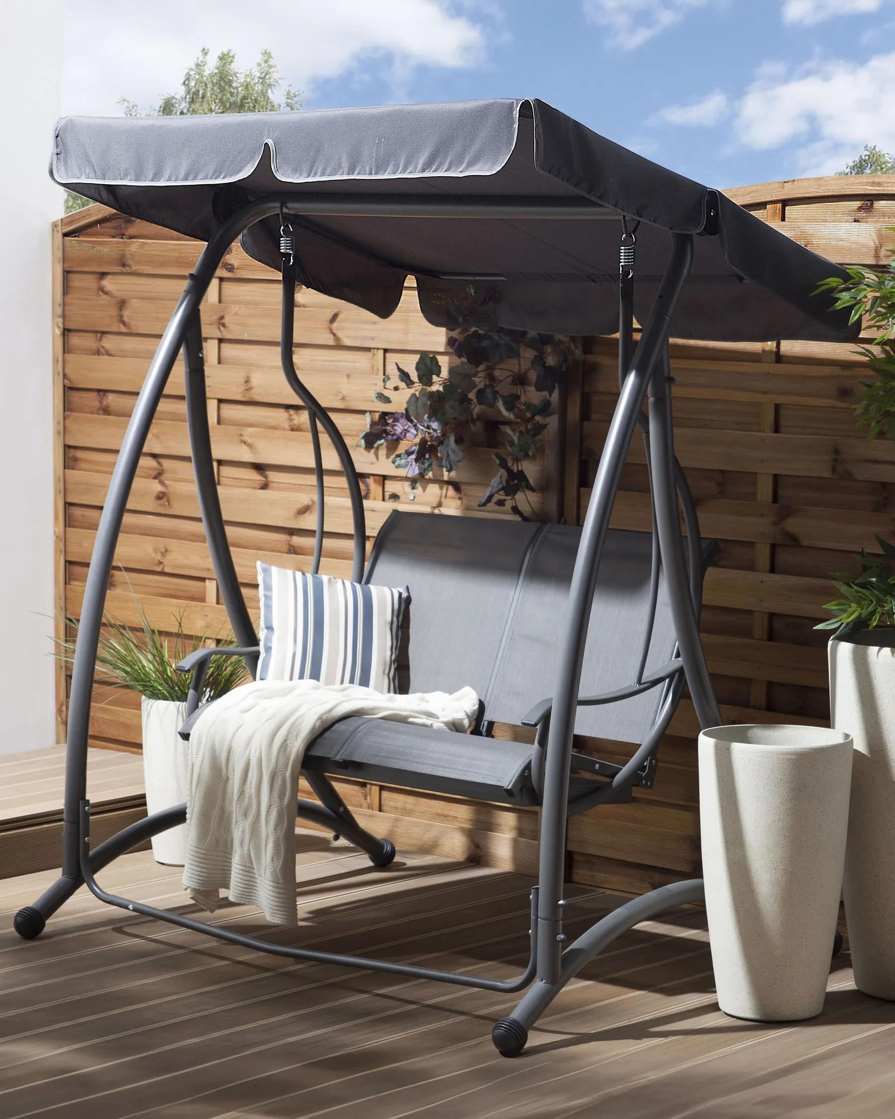 Patio Swing TESERO Metal Grey_691907