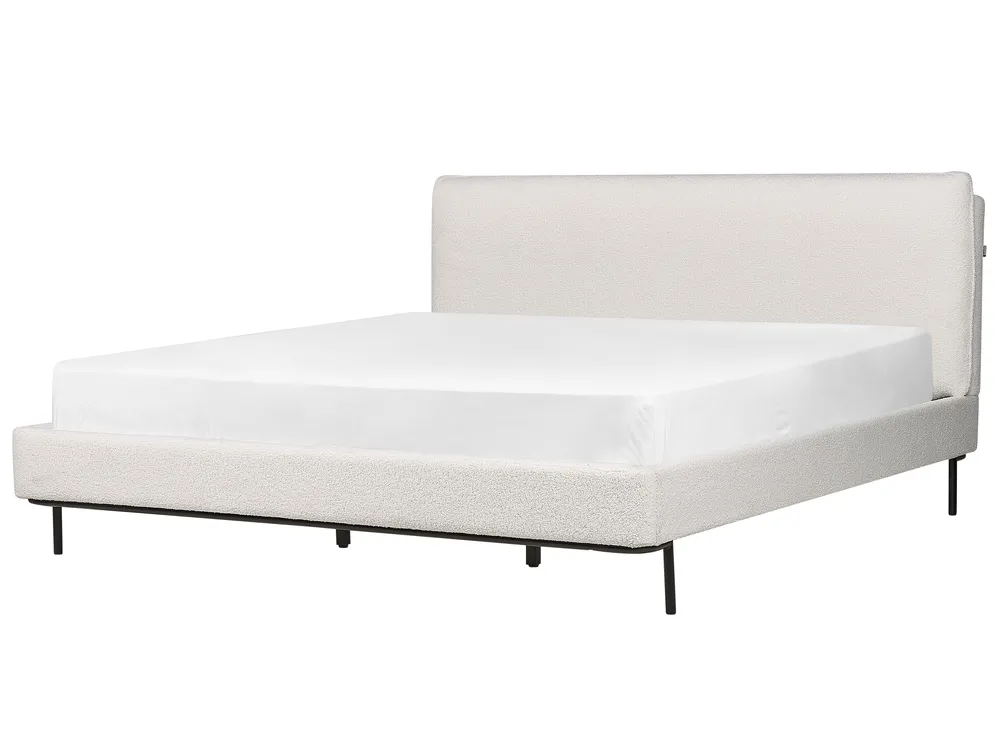 Säng med lamellram Bouclé CORIO 180 x 200 cm Off-White_903265