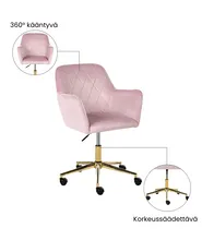 Työtuoli LELORIA Sametti Pastellipinkki_1065432