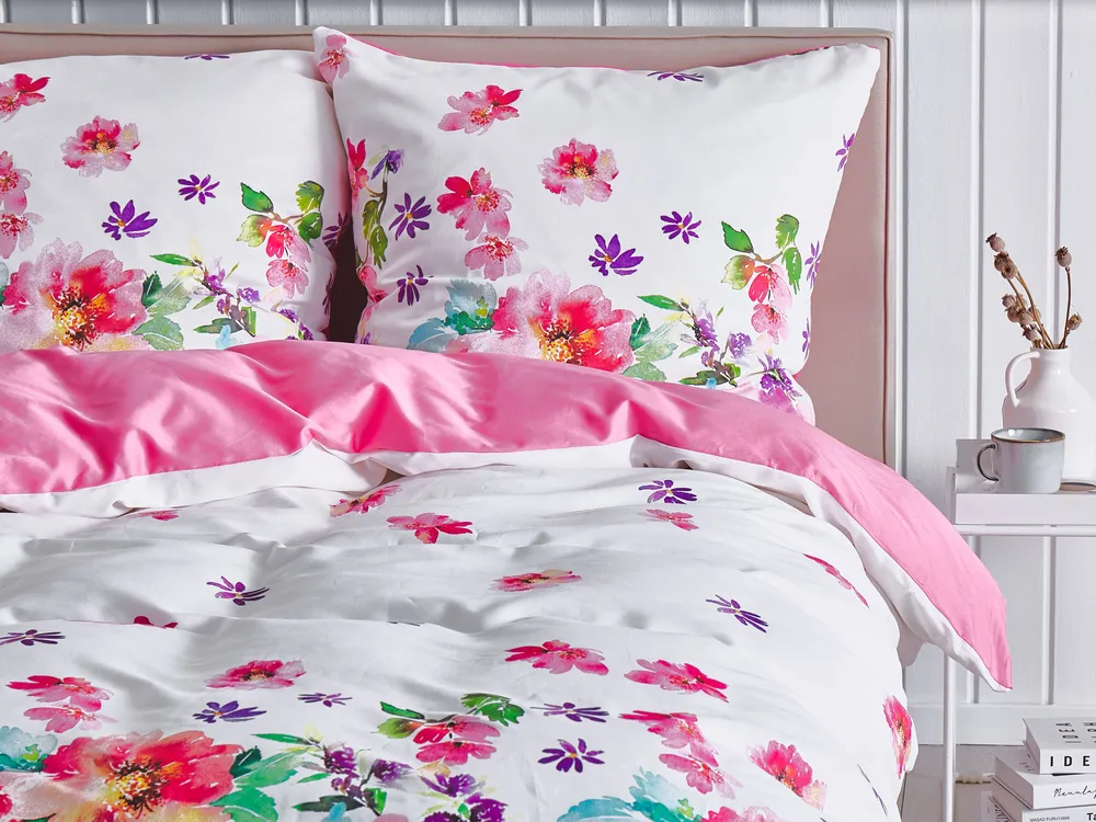 Påslakanset LARYNHILL 155 x 220 cm Bomullssatin Rosa_803105