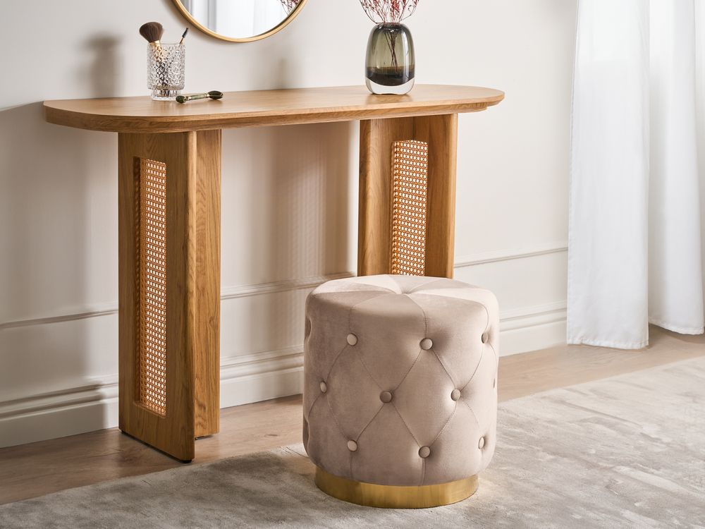 Sittpuff CARROLLTON Sammet Beige