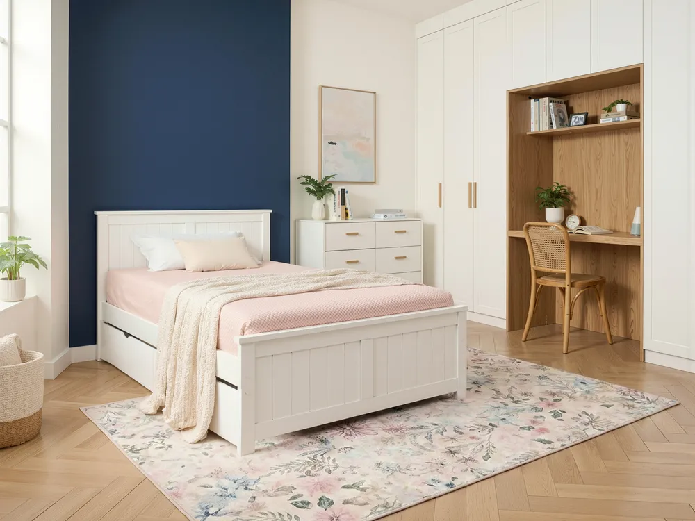Bed with 4 Drawers SABRAN Pine Wood White 120 x 200 cm (EU Small Double)