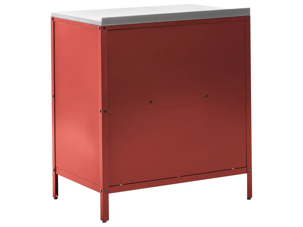 2 Piece Outdoor Kitchen Set with Sink VILAMA Red Metal_1052283