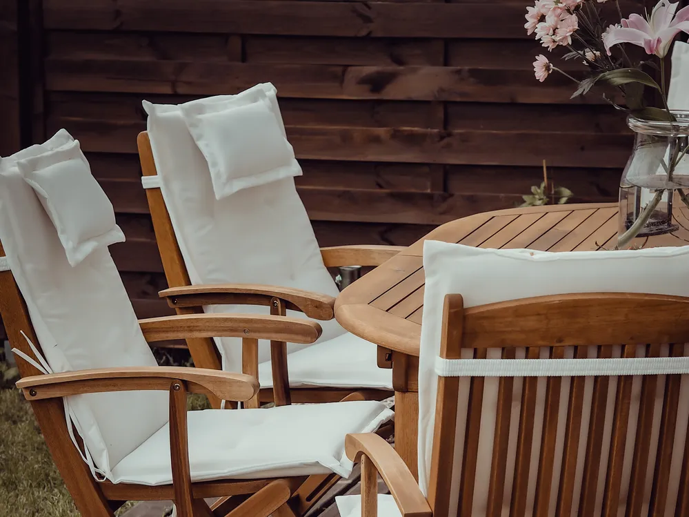 Garden Dining Set 8 Seater MAUI with Cushions Acacia Wood Off-White_801334