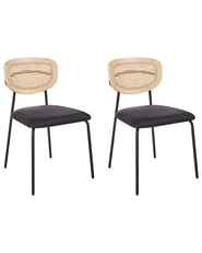 Set of 2 Dining Chairs MAYETTA Rattan Black_931880
