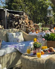 Garden Lounge Set with Table 5 Seater LIVADEIA Rattan Natural_1072255