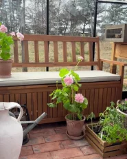 Garden Bench with Cushion SOVANA 160 cm with Storage Acacia Wood Taupe_994247