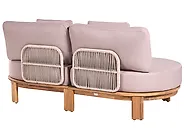 Hagesofa med bord 5-seters ARZELLO Akasietre Lysebrun_1160362