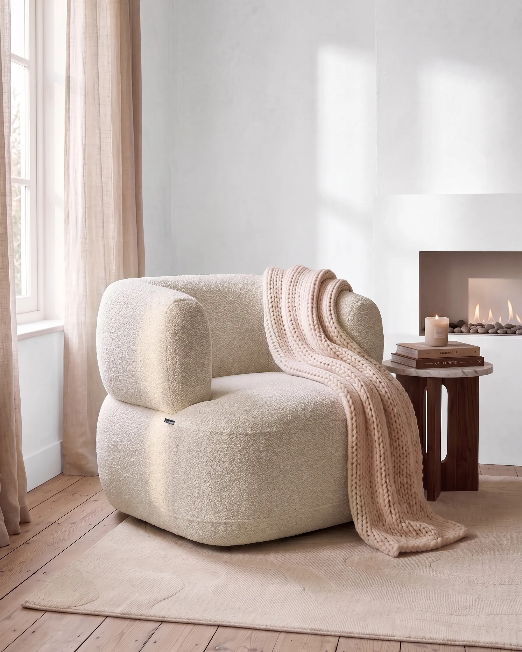 Armchair LOHJA Chenille Light Beige_1079413