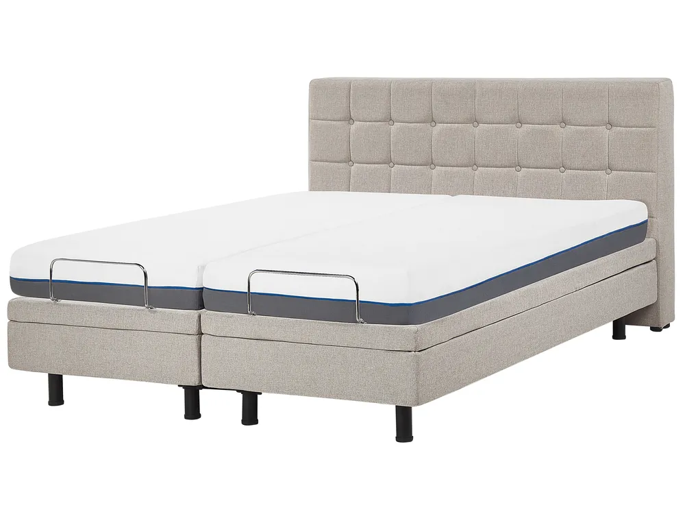 Adjustable Bed Fabric DUKE 160 x 200 cm (EU King Size) Beige_798030