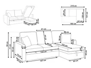 Corner Sofa Bed 3 Seater NASSJO with Storage Faux Linen Light Brown Left Hand_1000392