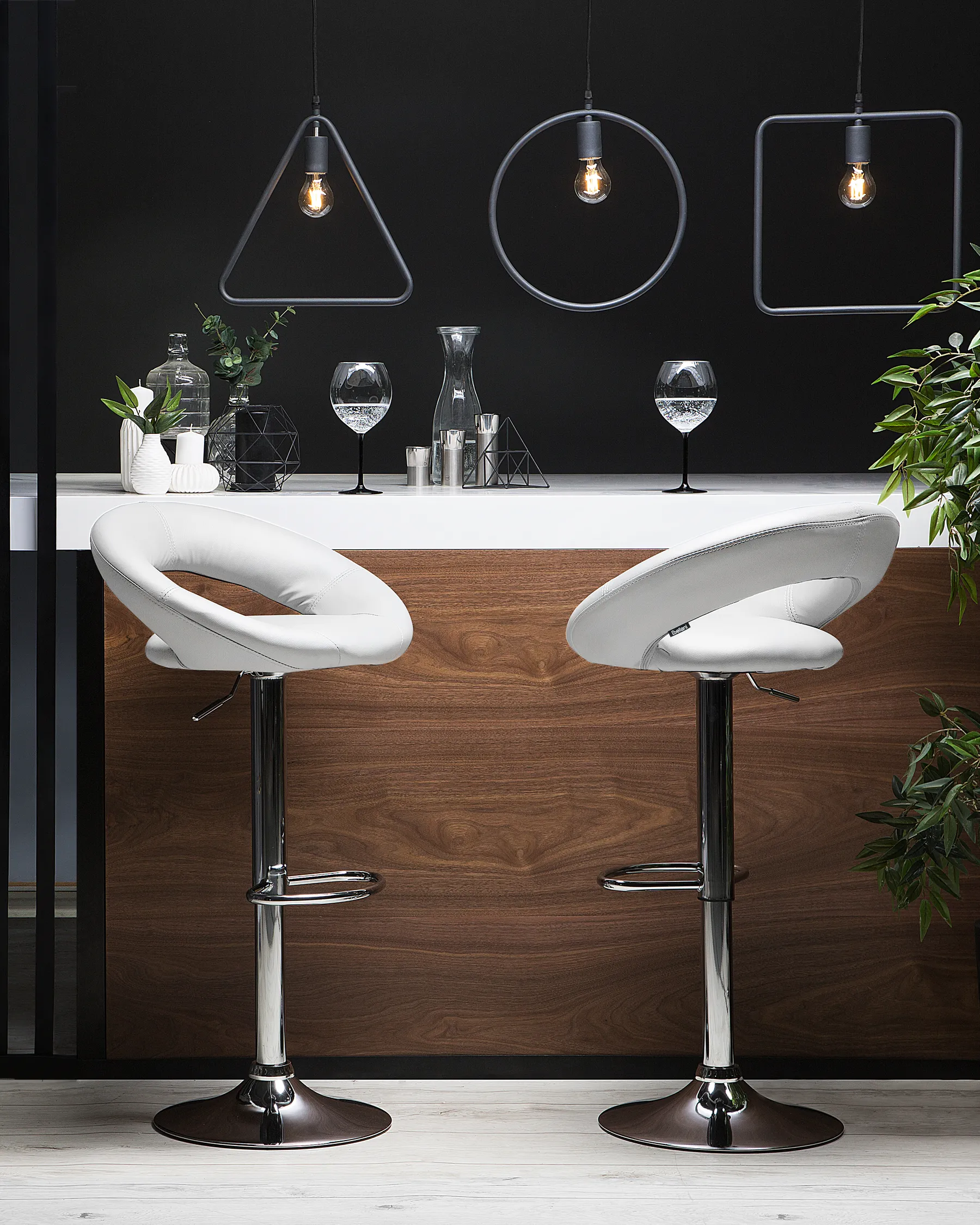 Set of 2 Bar Chairs PEORIA Swivel Faux Leather White_743375