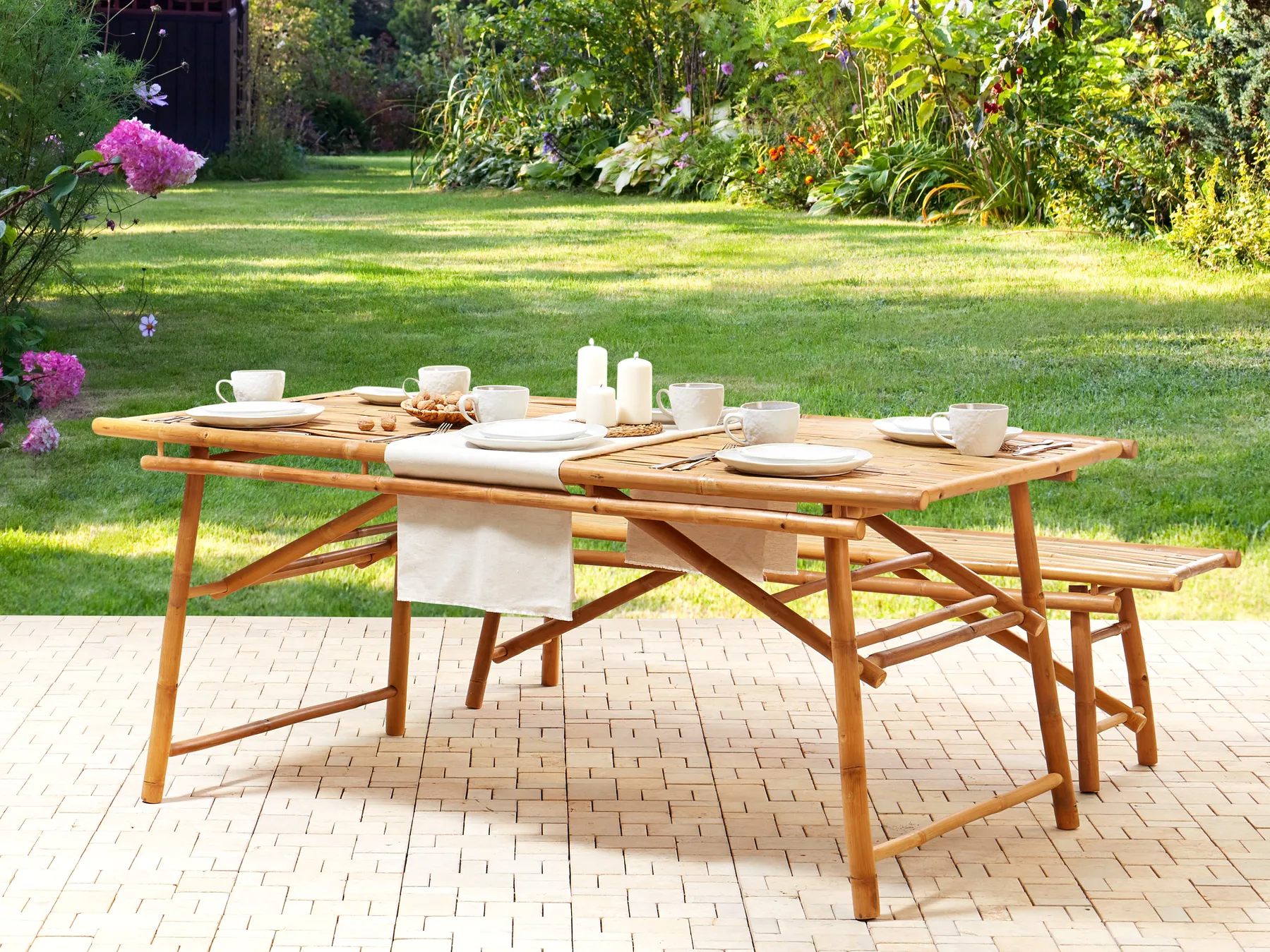 Garden Dining Table TINDARI 180 cm 90 cm Bamboo Light Brown_921523