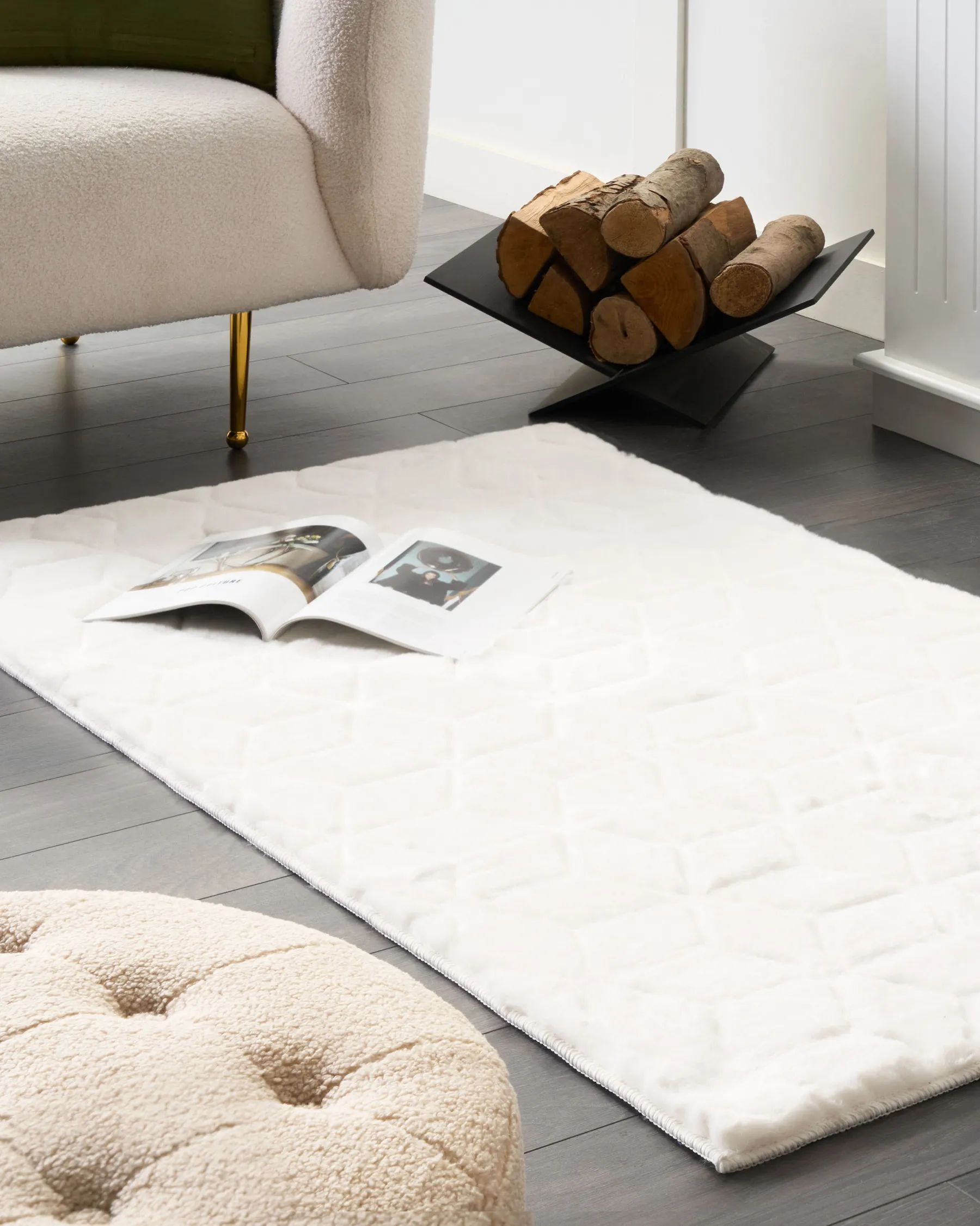 Faux Fur Rug THATTA White 80 x 150 cm_858645