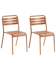 Set of 2 Garden Chairs LEFKADA Metal Brown_1081217